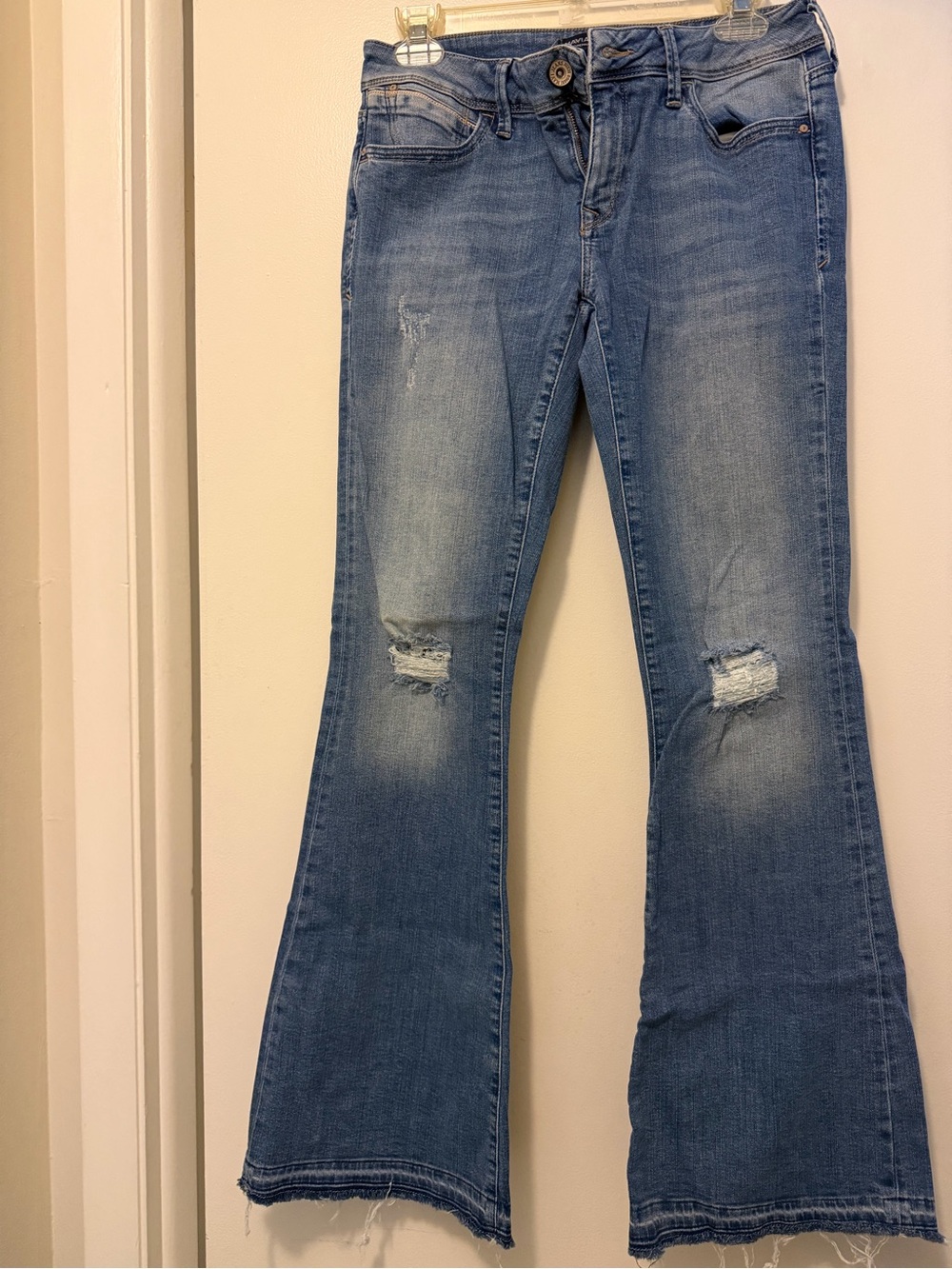 Mavi Peace Medium Blue Flare Jeans with Knee Distress